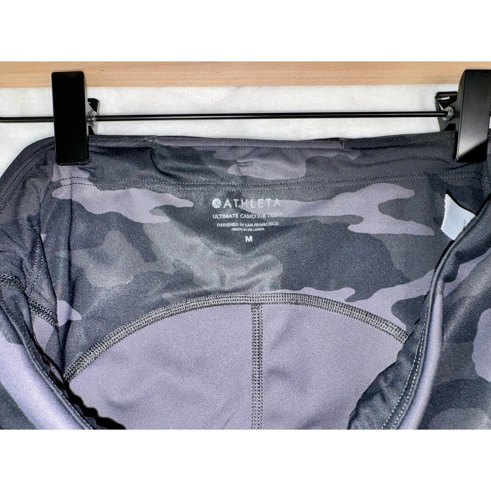 Athleta Ultimate Camo 7/8 Tight Gray Black High Rise Pocket Leggings Womens M - Picture 7 of 12